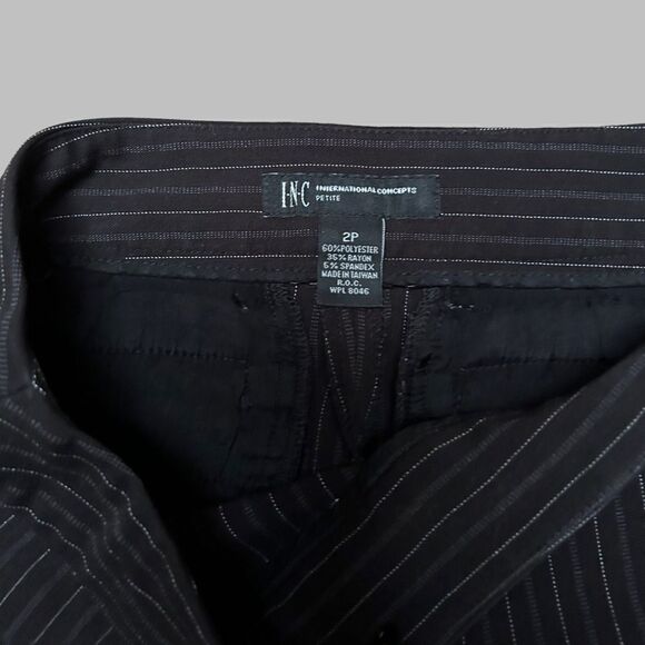 Vintage Pinstripe Low Rise Black Trousers by INC International Concepts - Picture 5 of 7